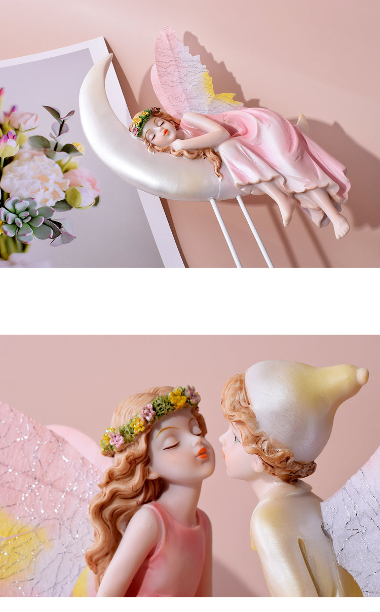 Enchanted Forest Sprite Desk Sculpture - Whimsical Woodland Fairy Decor for Office & Home