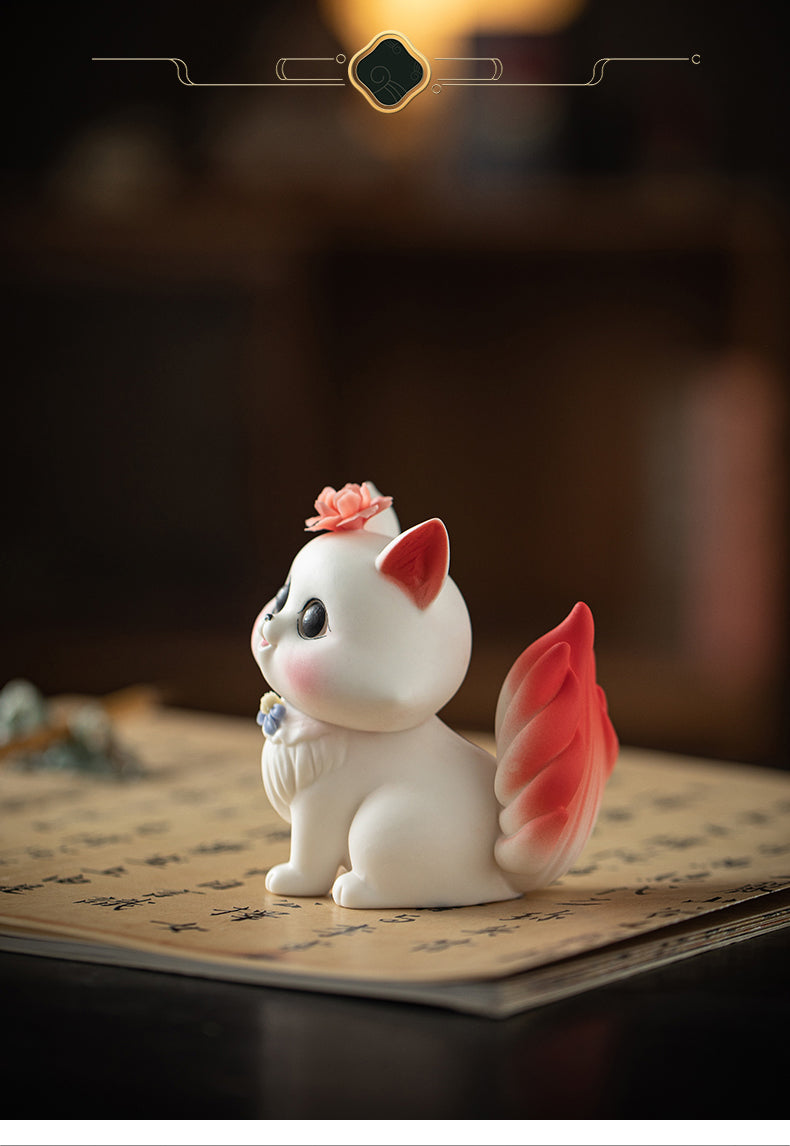 Enchanted Fox Ceramic Figurines - Whimsical Home Decor with Floral Accents