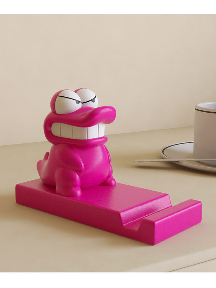Evil Little Crocodile Phone Stand - Cute Desktop Holder, Kawaii Decor
