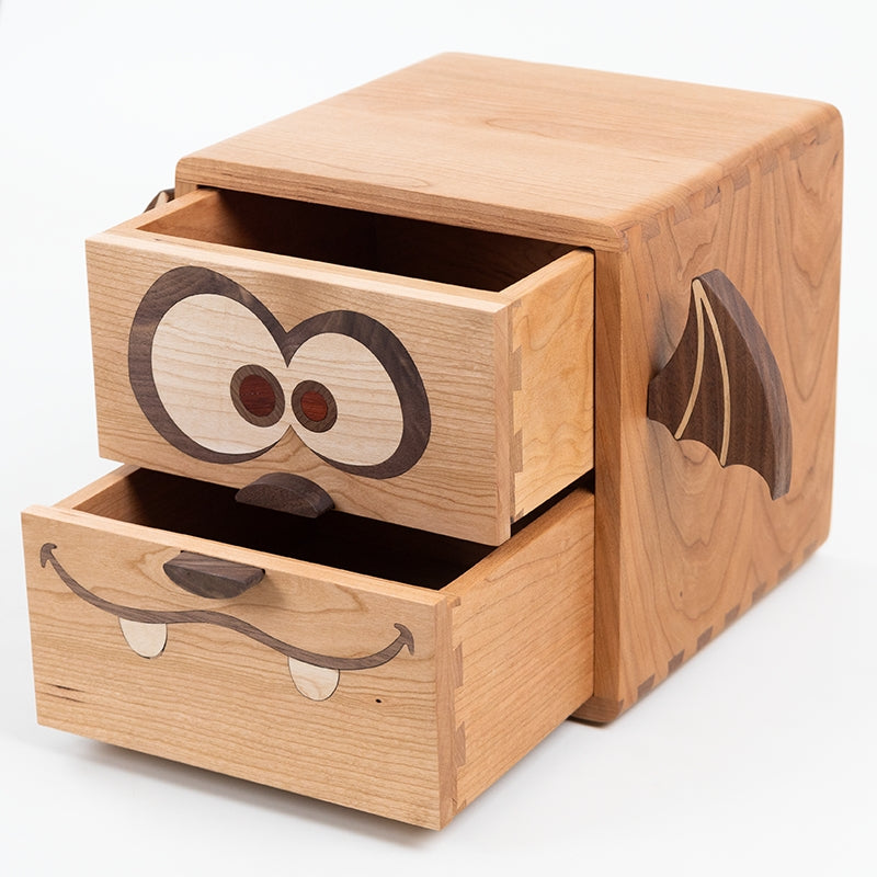 Evil little Monster Wooden Organizer - Desktop Drawer Storage Box