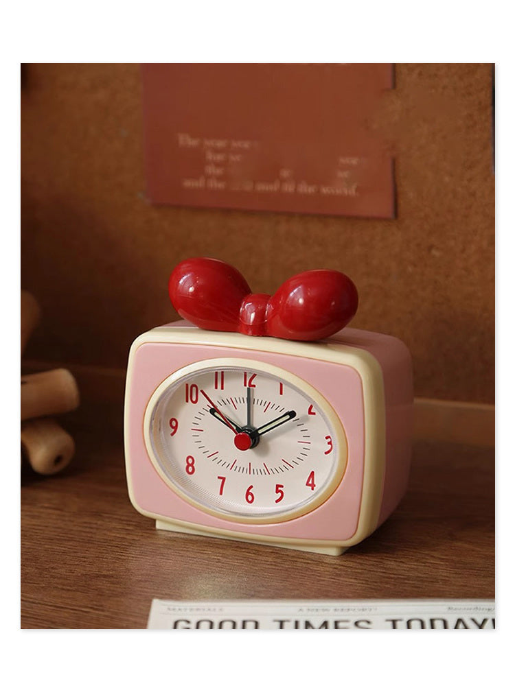 Exquisite bow desktop alarm clock, desktop decoration gift