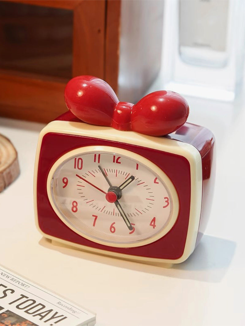 Exquisite bow desktop alarm clock, desktop decoration gift