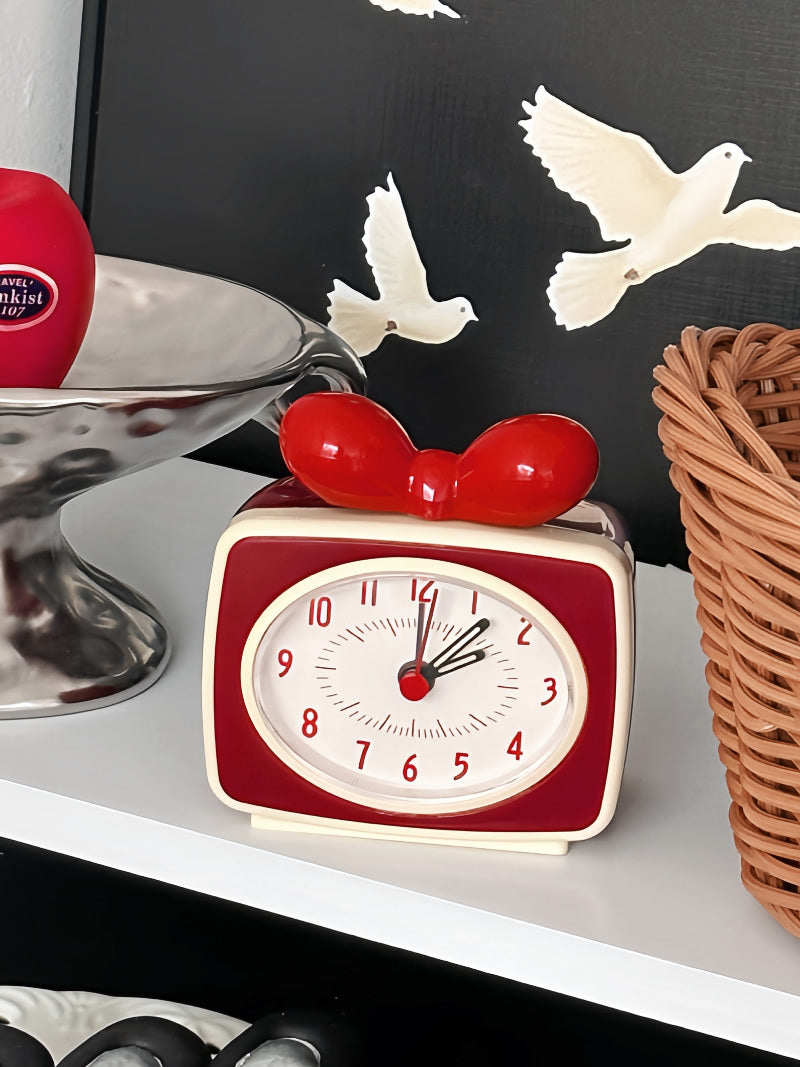 Exquisite bow desktop alarm clock, desktop decoration gift