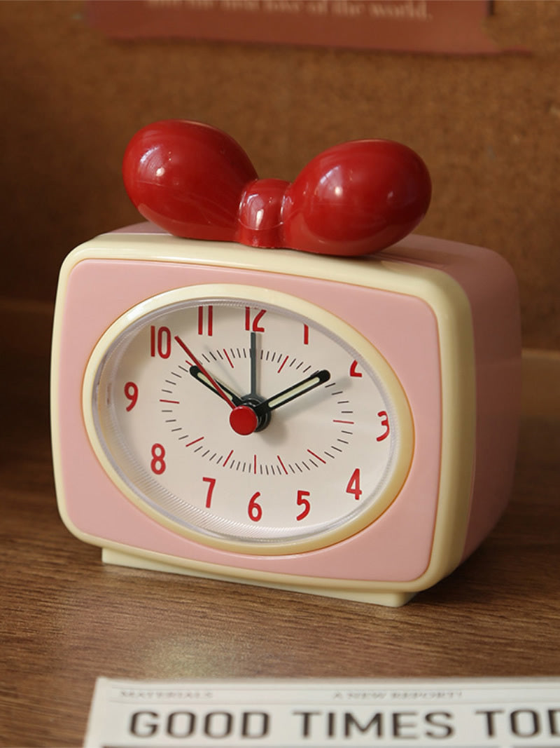 Exquisite bow desktop alarm clock, desktop decoration gift