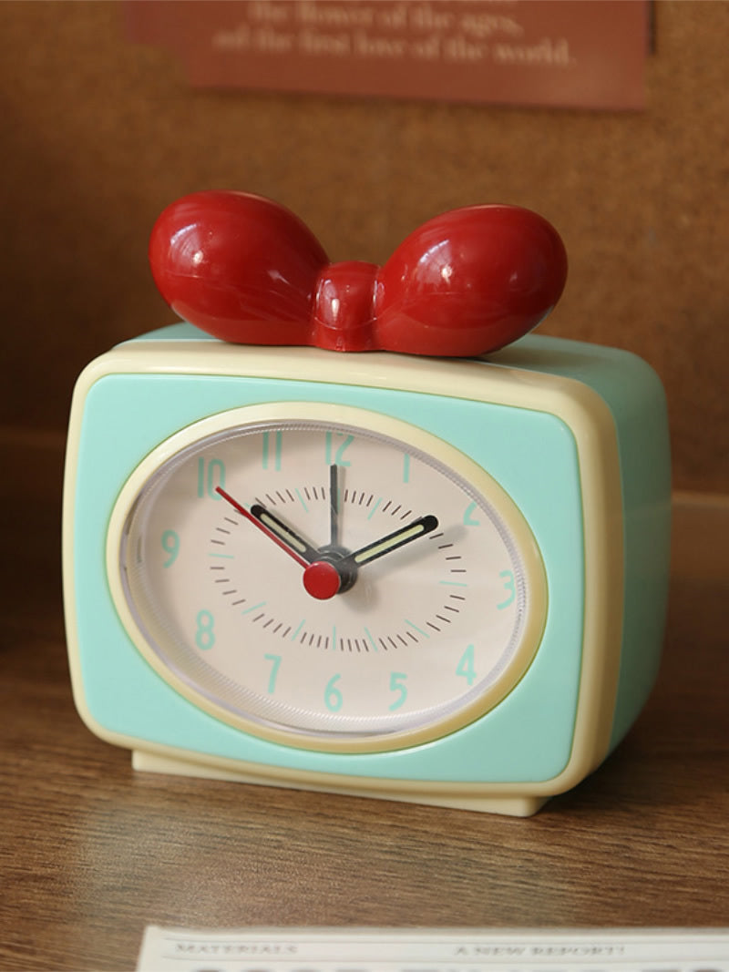 Exquisite bow desktop alarm clock, desktop decoration gift