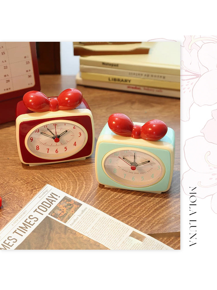Exquisite bow desktop alarm clock, desktop decoration gift