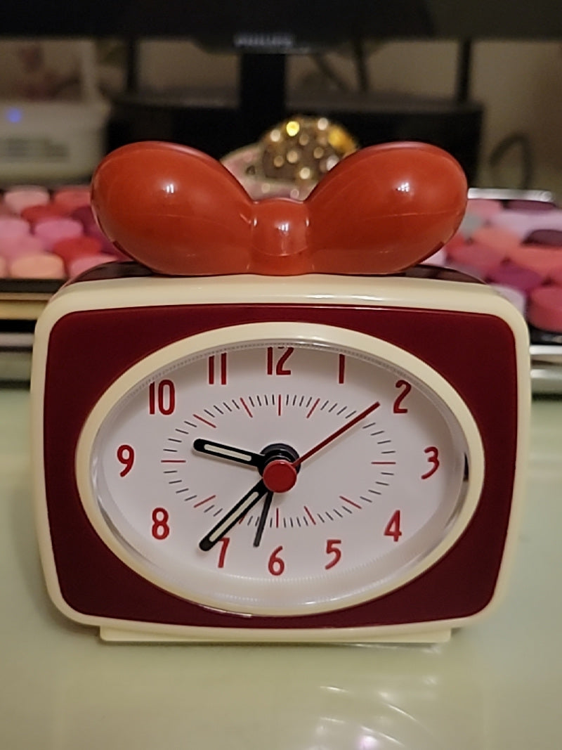 Exquisite bow desktop alarm clock, desktop decoration gift