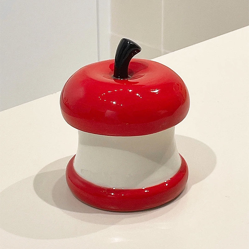 Exquisite ceramic apple desktop organizer ashtray, toothpick box