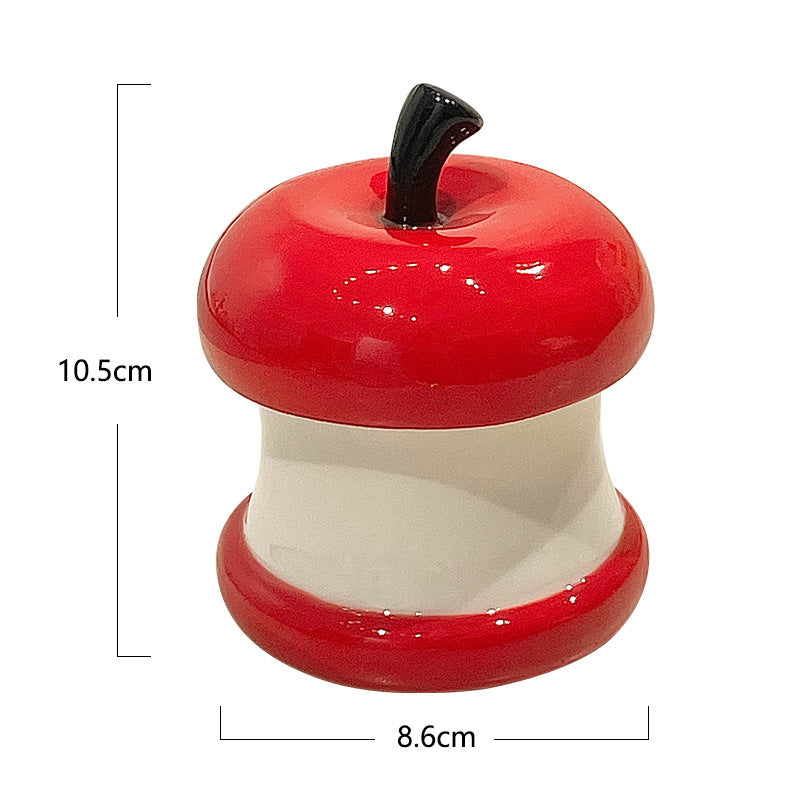 Exquisite ceramic apple desktop organizer ashtray, toothpick box