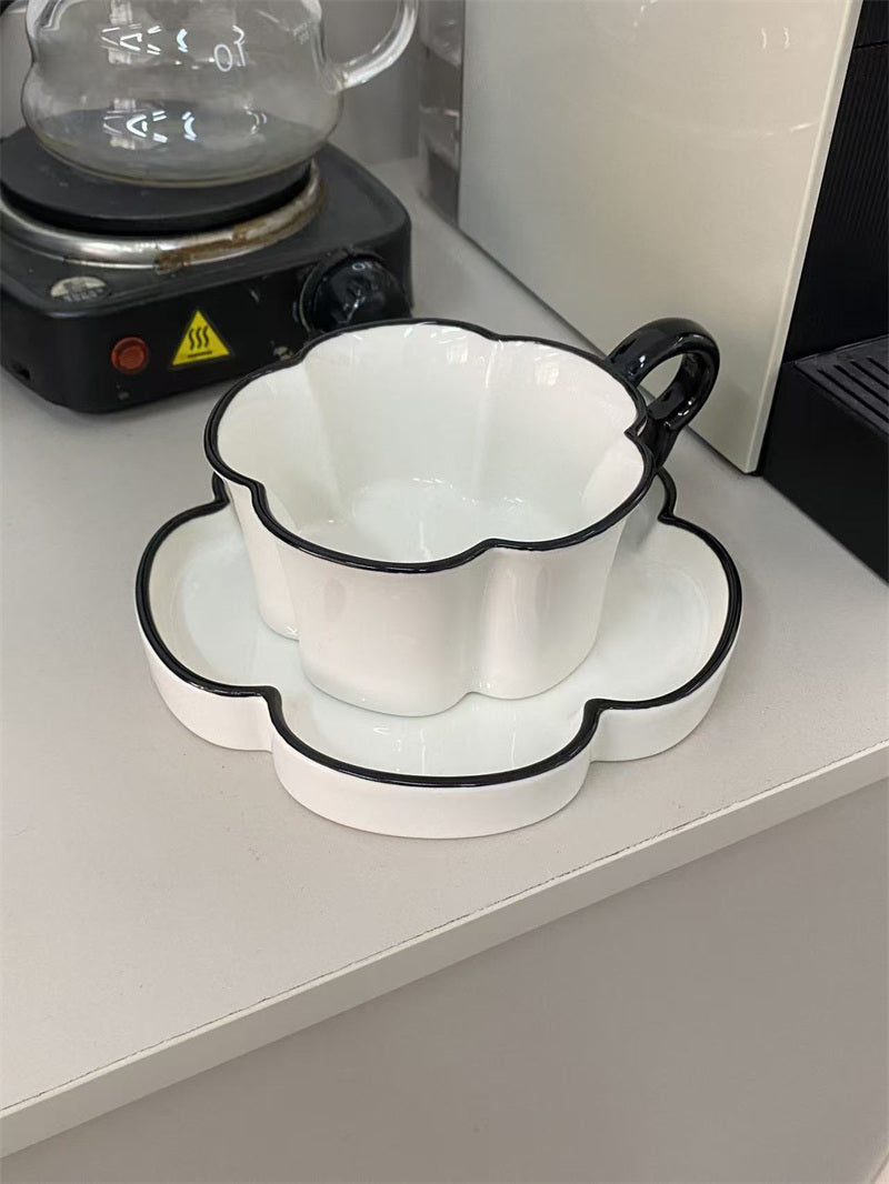 Exquisite Flower-Shaped Ceramic Coffee Cup & Saucer Set