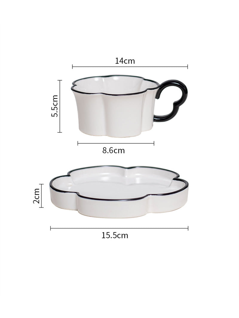 Exquisite Flower-Shaped Ceramic Coffee Cup & Saucer Set