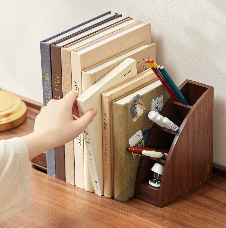 Exquisite Study Wooden Bookends With Multiple Storage Compartments