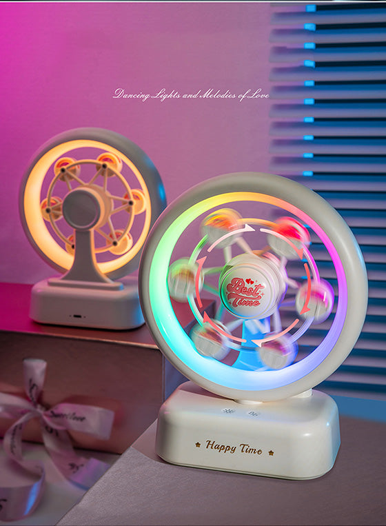 Ferris Wheel Bluetooth Speaker - 360° Rotating LED Mood Light,Beautiful Gifts