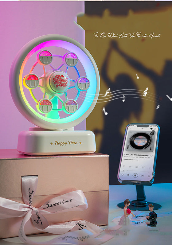 Ferris Wheel Bluetooth Speaker - 360° Rotating LED Mood Light,Beautiful Gifts