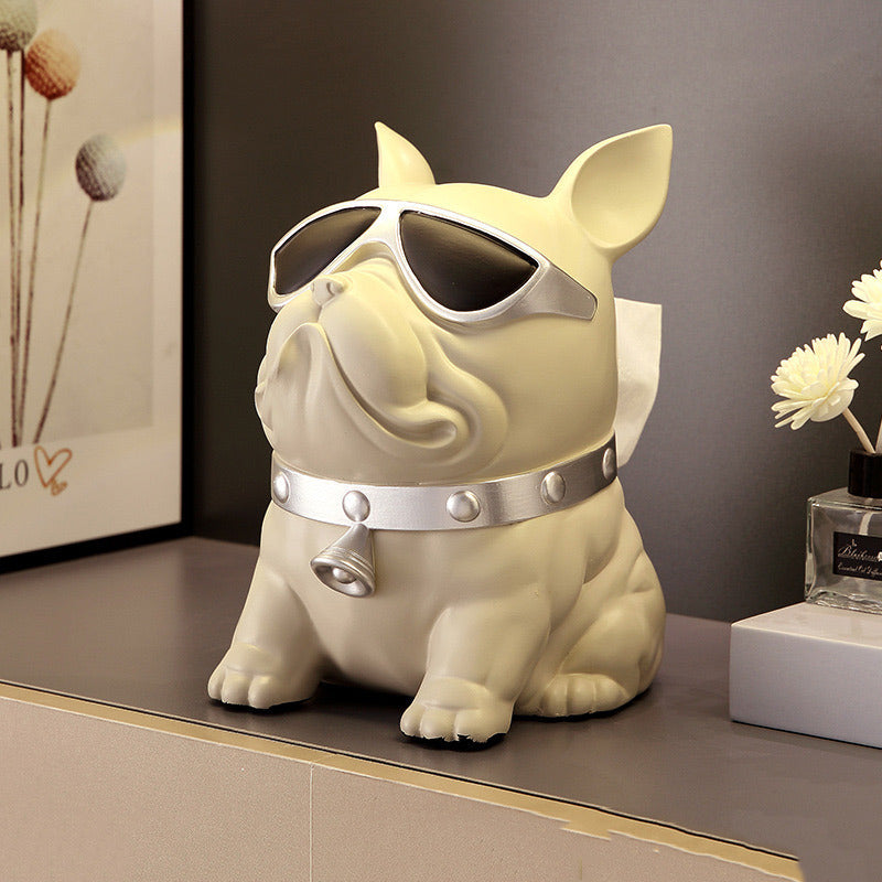 French Bulldog Resin Tissue Box Holder - Modern Home & Office Accent