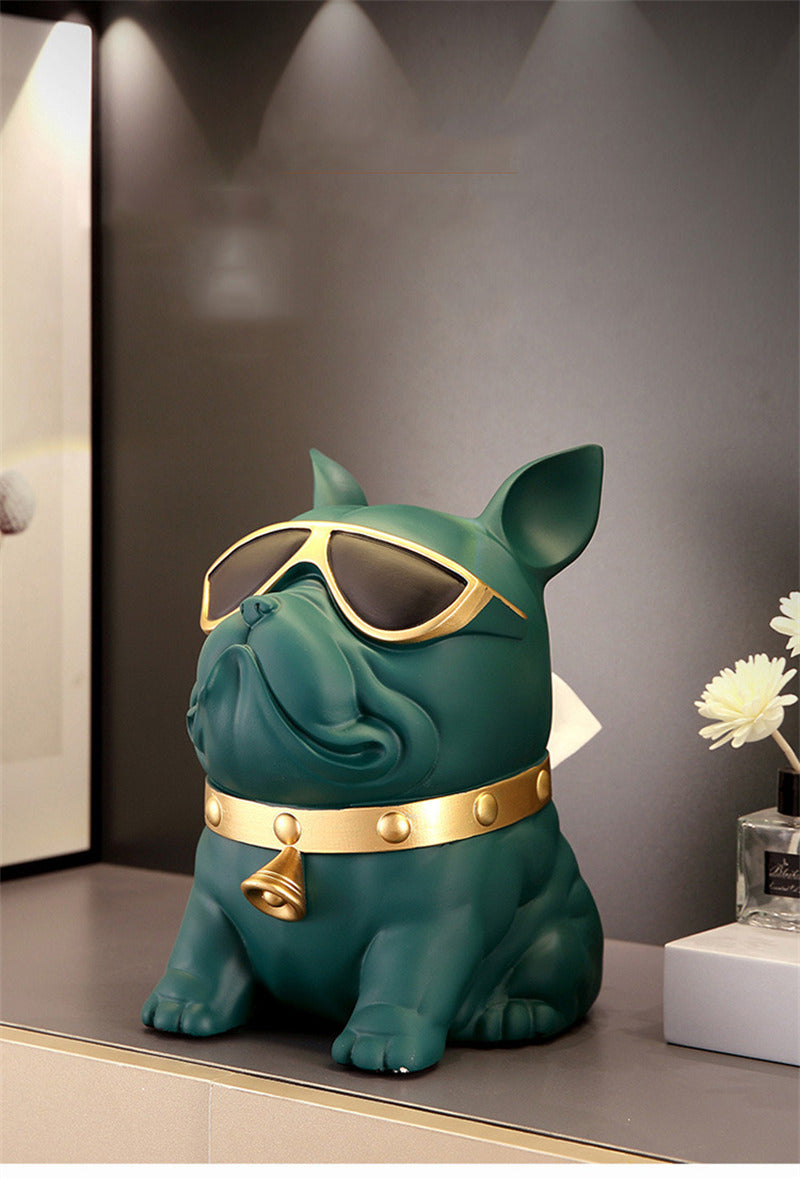 French Bulldog Resin Tissue Box Holder - Modern Home & Office Accent