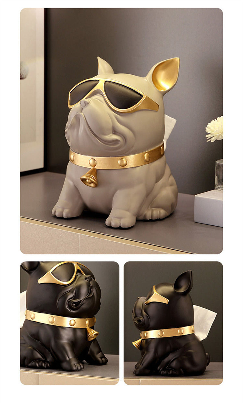 French Bulldog Resin Tissue Box Holder - Modern Home & Office Accent