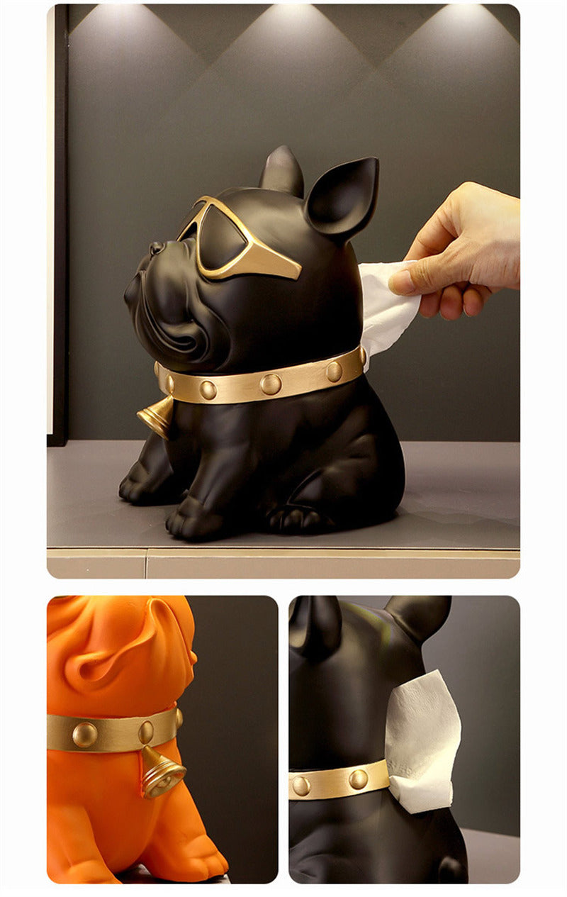 French Bulldog Resin Tissue Box Holder - Modern Home & Office Accent