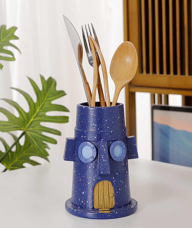 Fun Cartoon Mini Blue House Pen Holder&Storage Holder