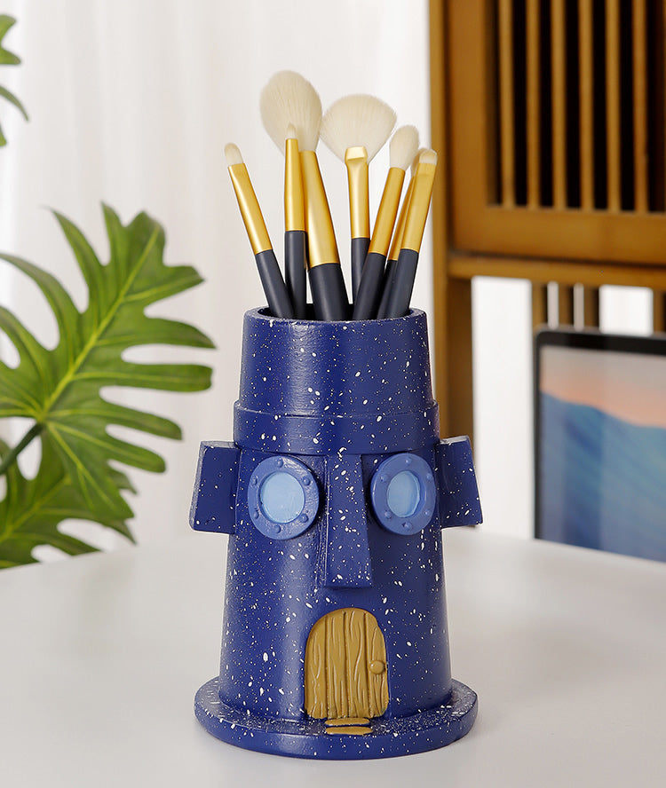 Fun Cartoon Mini Blue House Pen Holder&Storage Holder