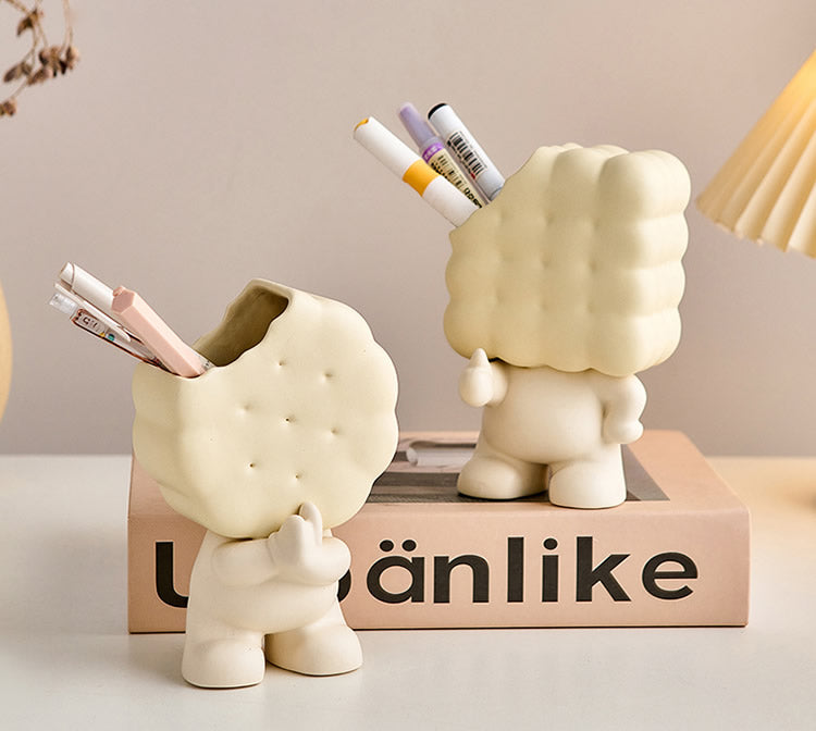 Fun Little Dessert Ceramic Pen Holder, Office Desk Decoration