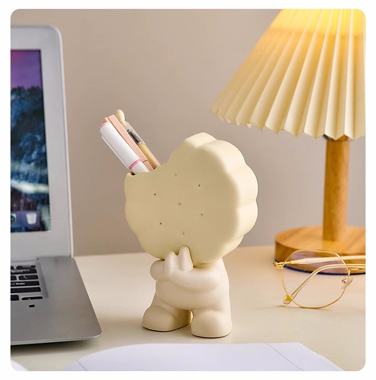 Fun Little Dessert Ceramic Pen Holder, Office Desk Decoration