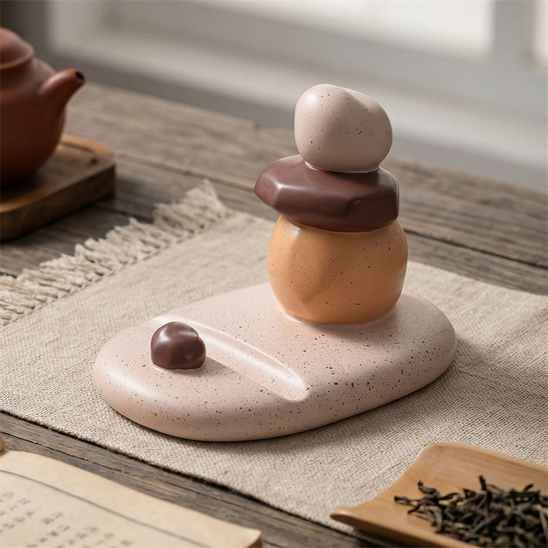 Fun Pebble Phone Holder,Stacked Stone Balance Phone Stand, Speckled Resin Cairn Cell Phone Holder , Unique Calming Gift for Office & Home