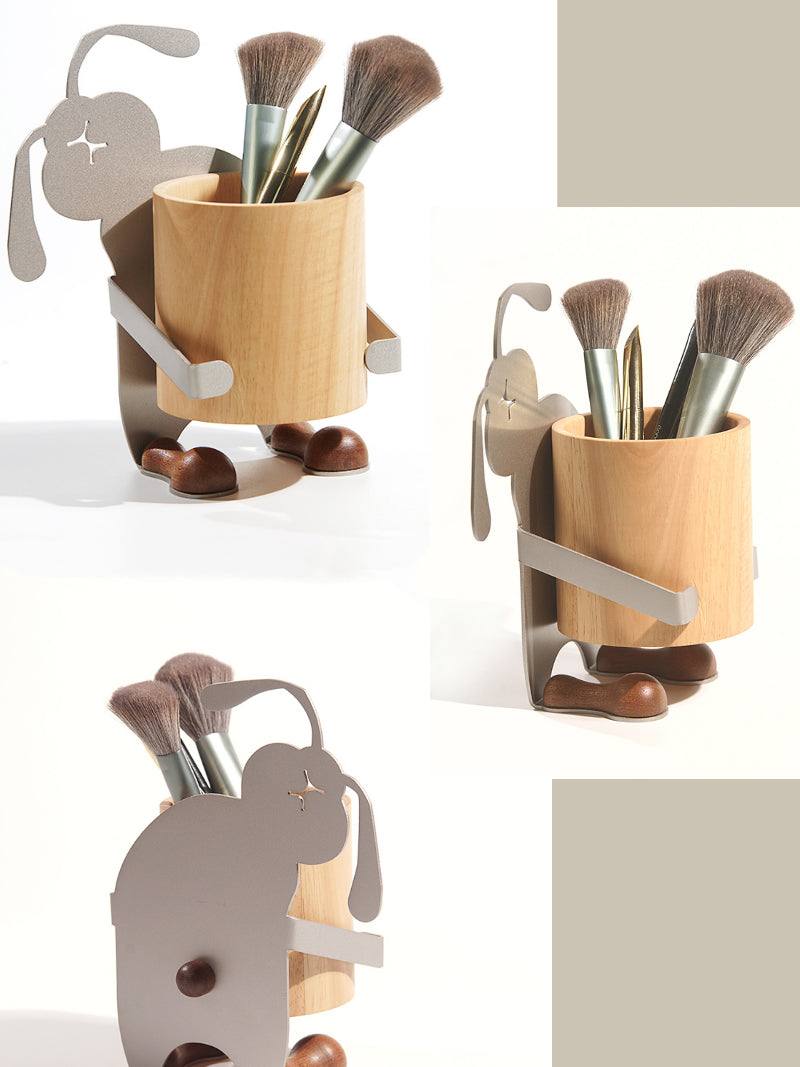 Funny bunny hugging pen holder, home office desk organization