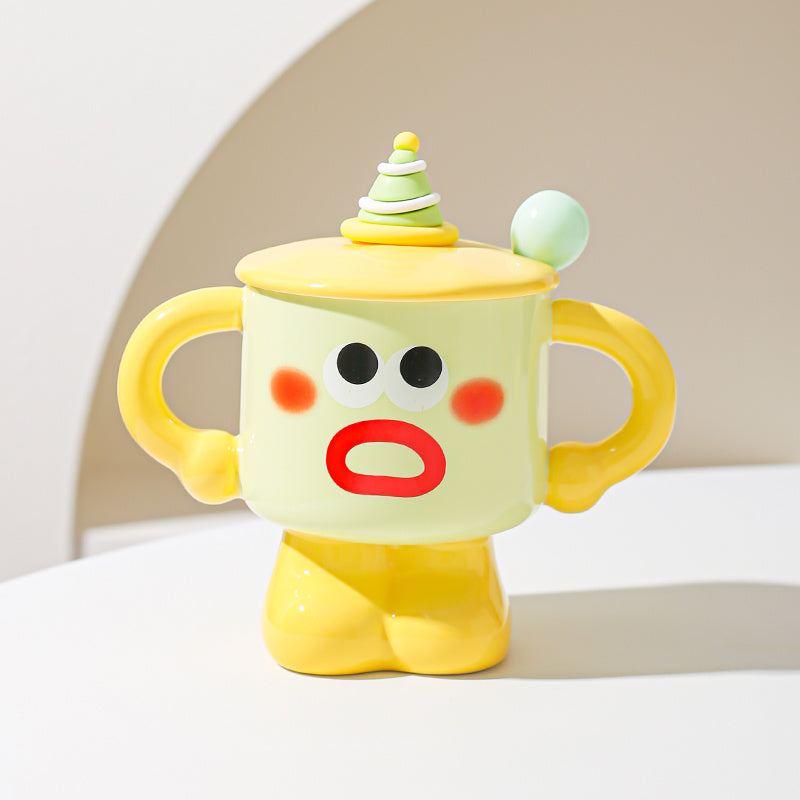 Funny Cartoon Expression Ceramic Mug, Coffee Cup, Fun Gift