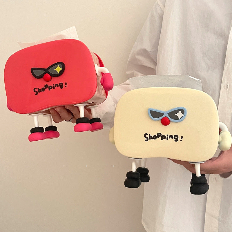 Funny Cartoon Tissue Box With Sunglasses, Home Desktop Decoration