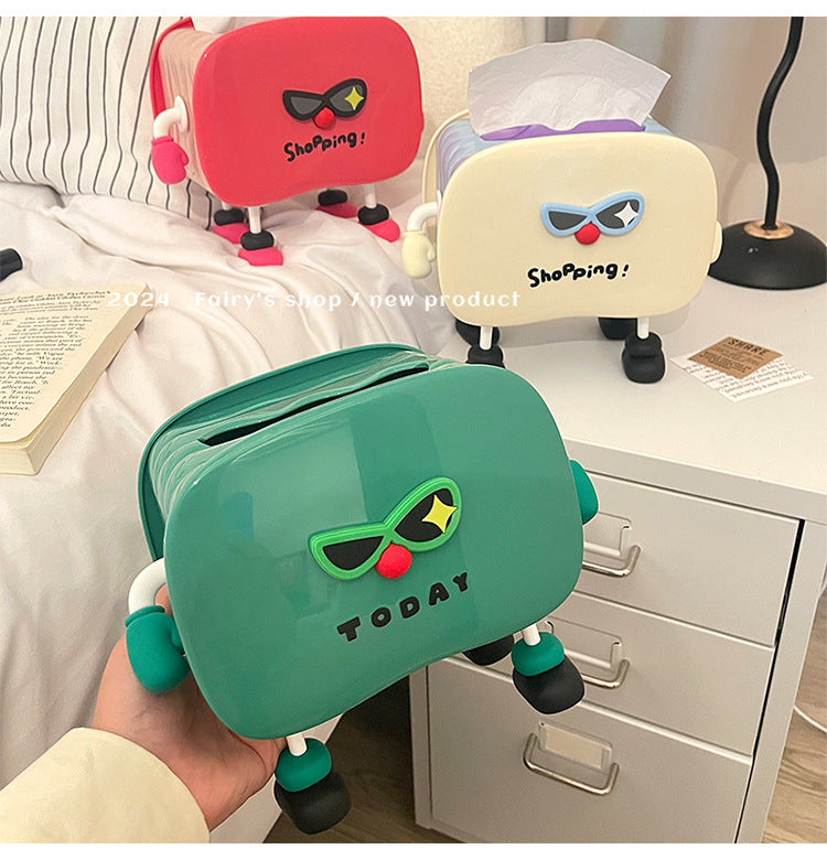 Funny Cartoon Tissue Box With Sunglasses, Home Desktop Decoration