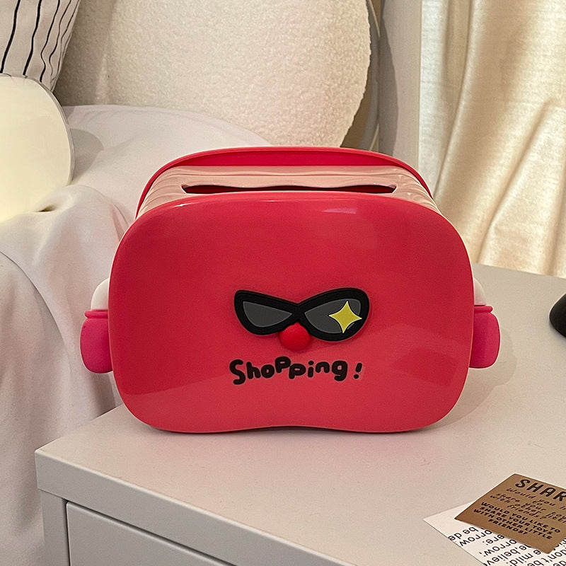 Funny Cartoon Tissue Box With Sunglasses, Home Desktop Decoration
