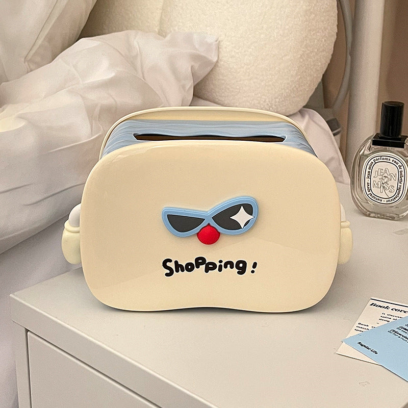 Funny Cartoon Tissue Box With Sunglasses, Home Desktop Decoration