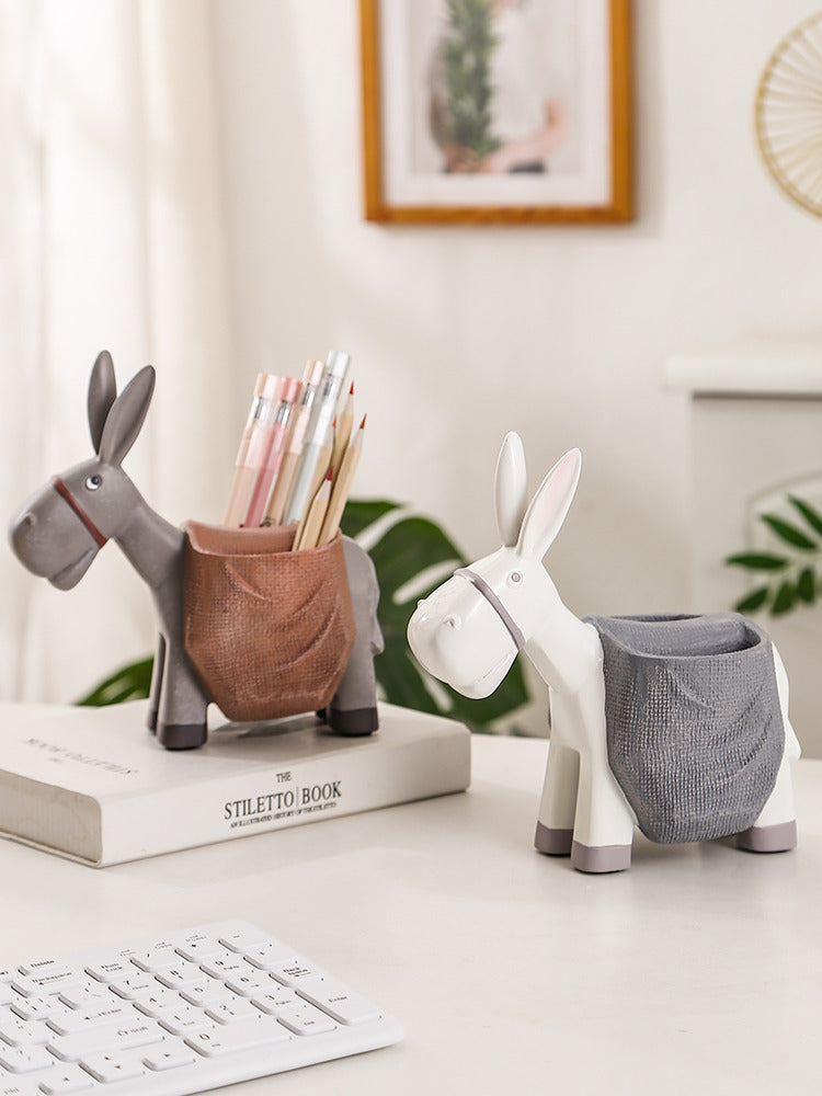 Funny Little Donkey Office Pen Holder, Desktop Organize Storage