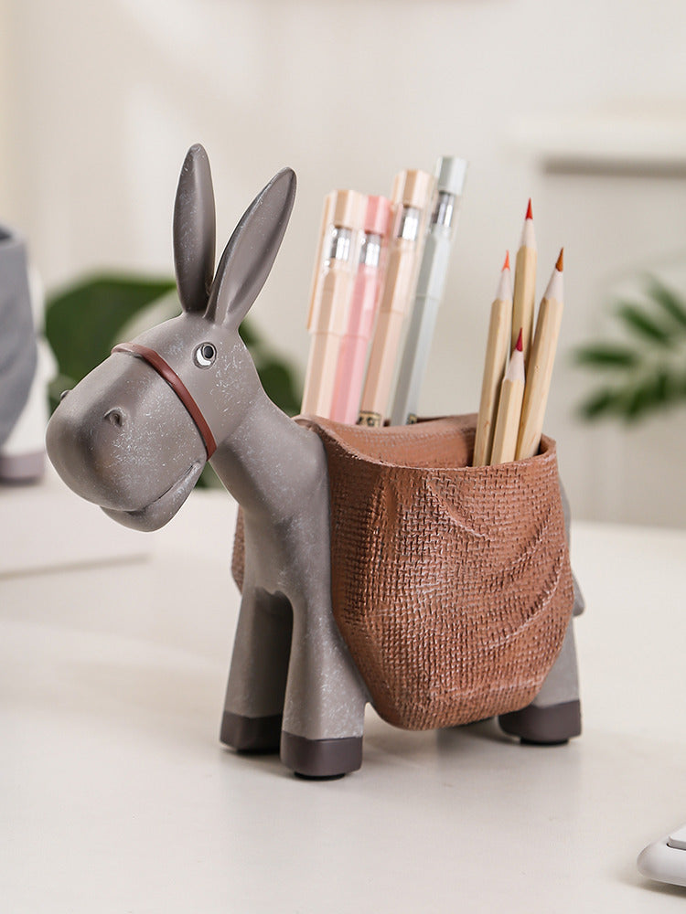 Funny Little Donkey Office Pen Holder, Desktop Organize Storage