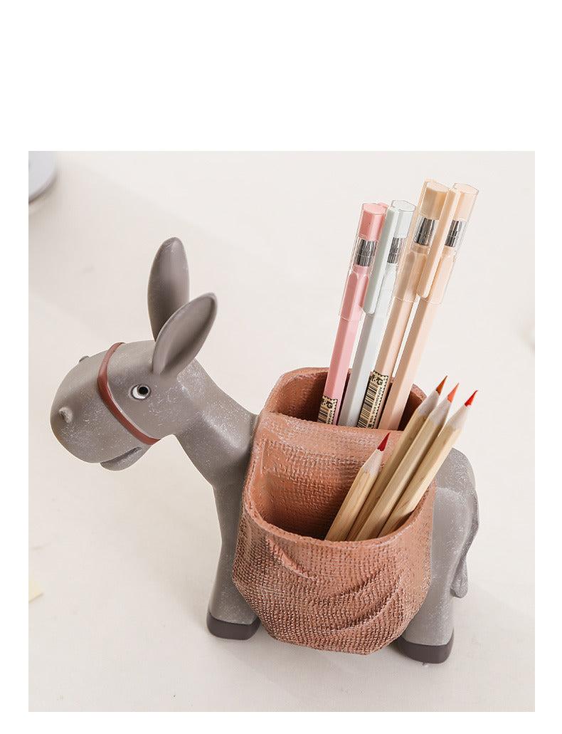 Funny Little Donkey Office Pen Holder, Desktop Organize Storage