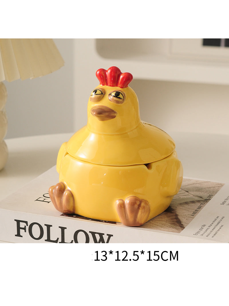 Funny Little Rooster Ceramic Ashtray, Amazing Desktop Decoration