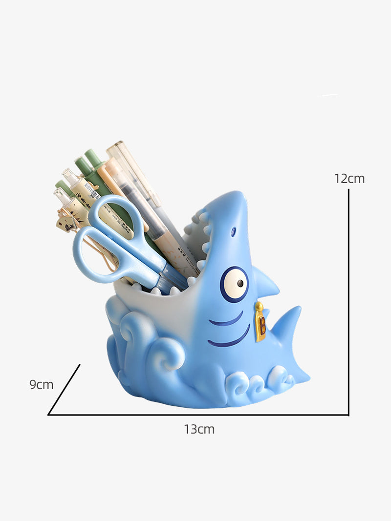 Funny Shark Pen Holder - Cartoon Office Desk Organizer Storage Box
