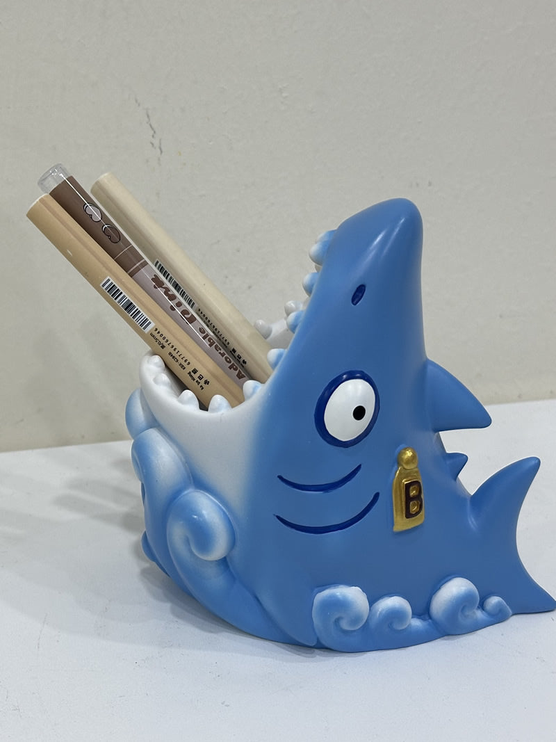 Funny Shark Pen Holder - Cartoon Office Desk Organizer Storage Box