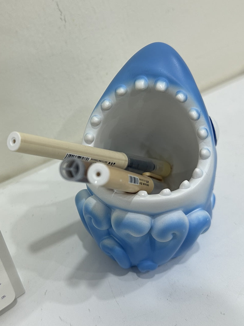 Funny Shark Pen Holder - Cartoon Office Desk Organizer Storage Box