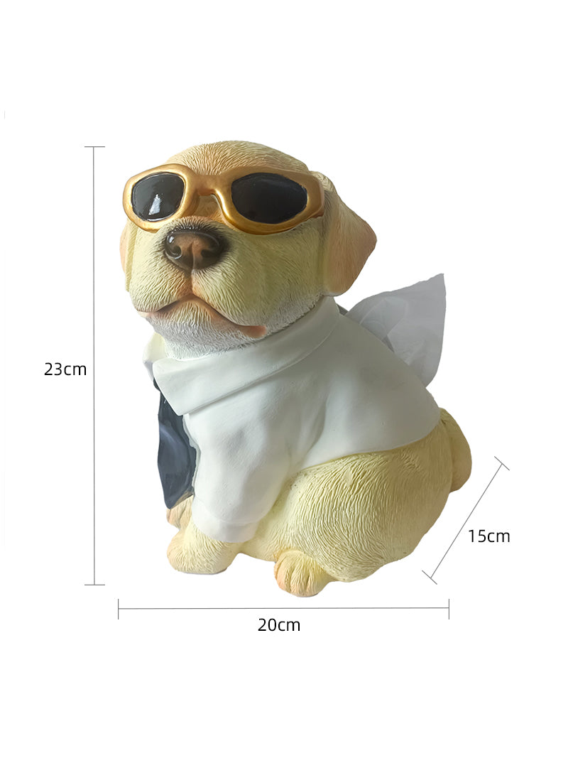 Funny Sunglasses Dog Tissue Holder, Creative Desktop Decoration