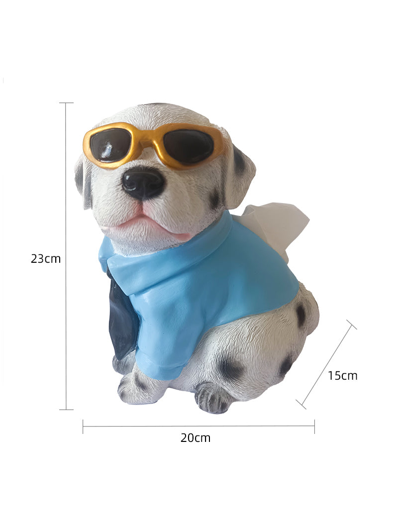 Funny Sunglasses Dog Tissue Holder, Creative Desktop Decoration