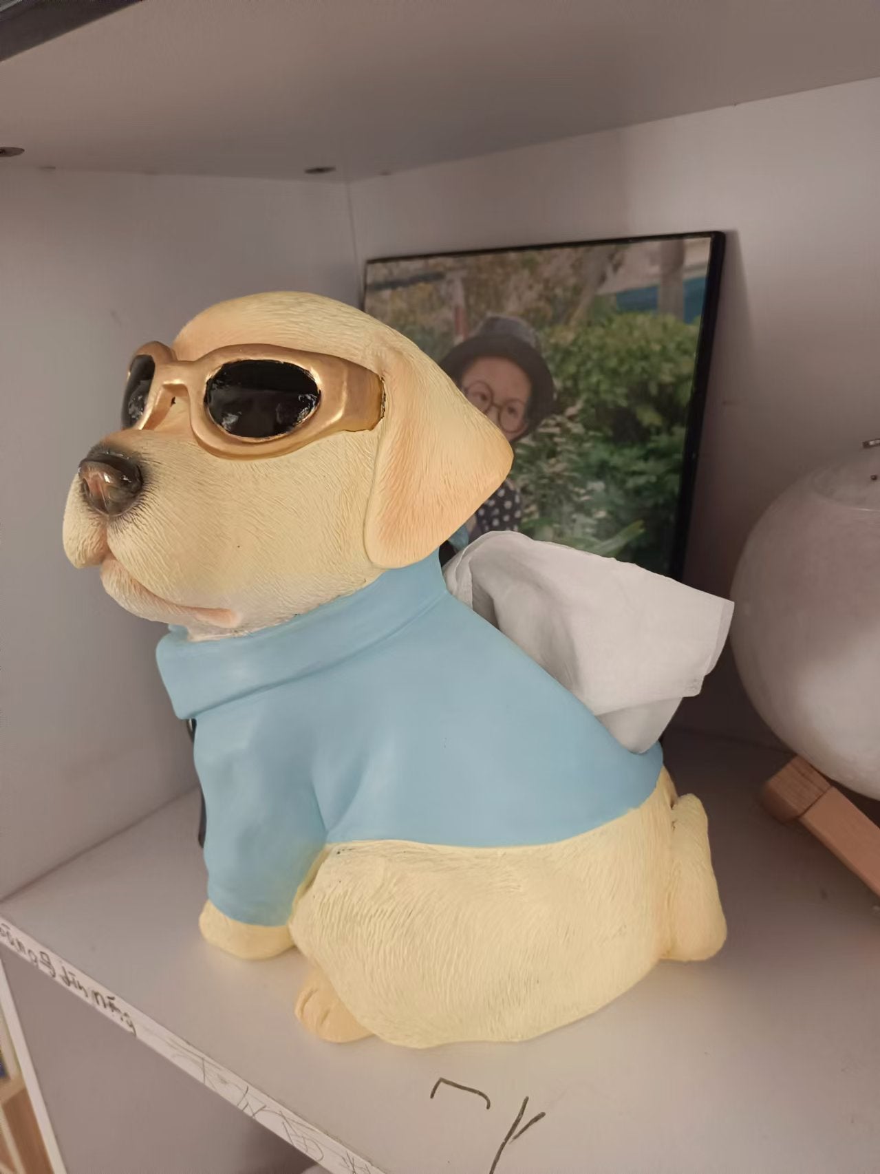 Funny Sunglasses Dog Tissue Holder, Creative Desktop Decoration