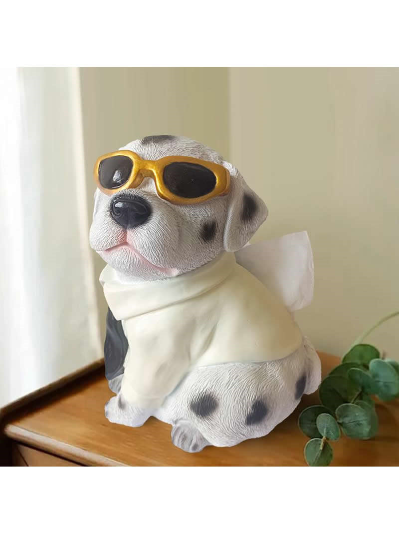 Funny Sunglasses Dog Tissue Holder, Creative Desktop Decoration
