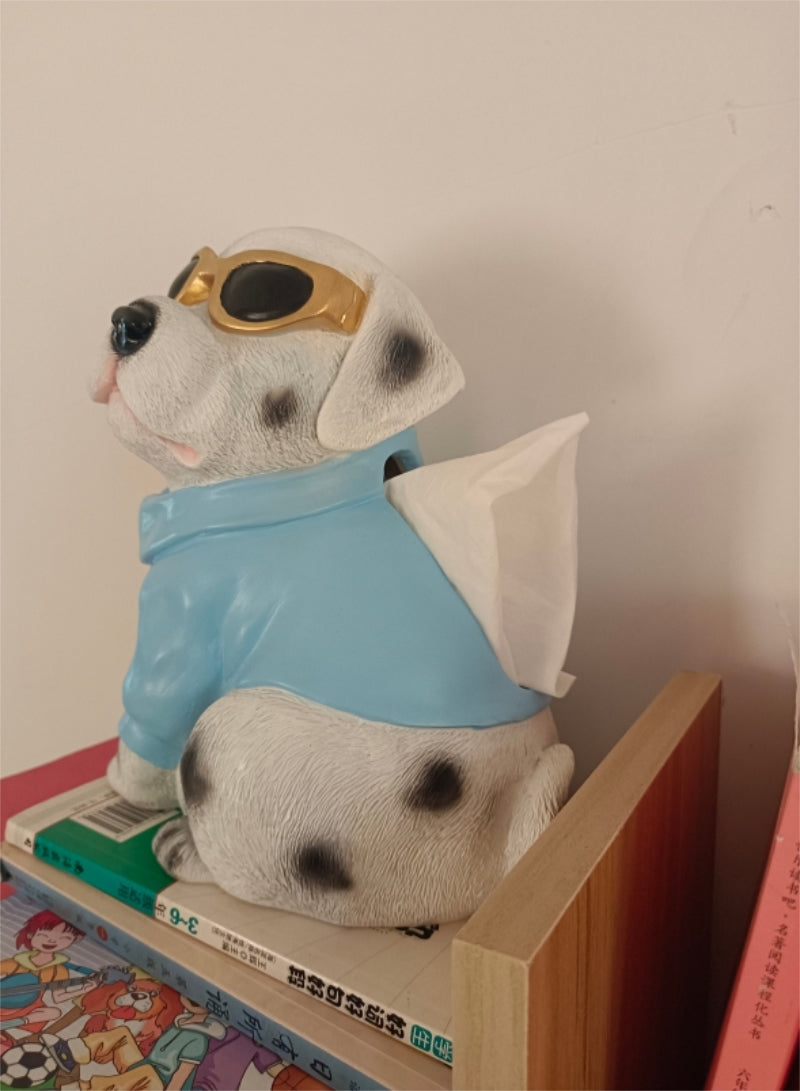 Funny Sunglasses Dog Tissue Holder, Creative Desktop Decoration