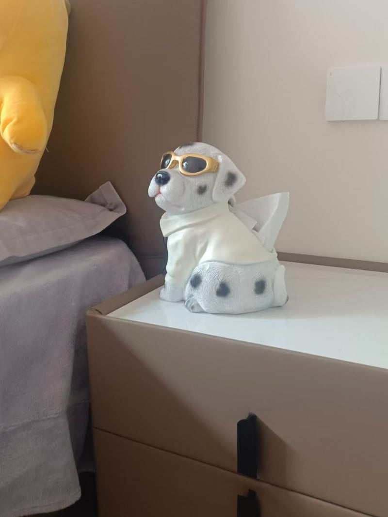 Funny Sunglasses Dog Tissue Holder, Creative Desktop Decoration