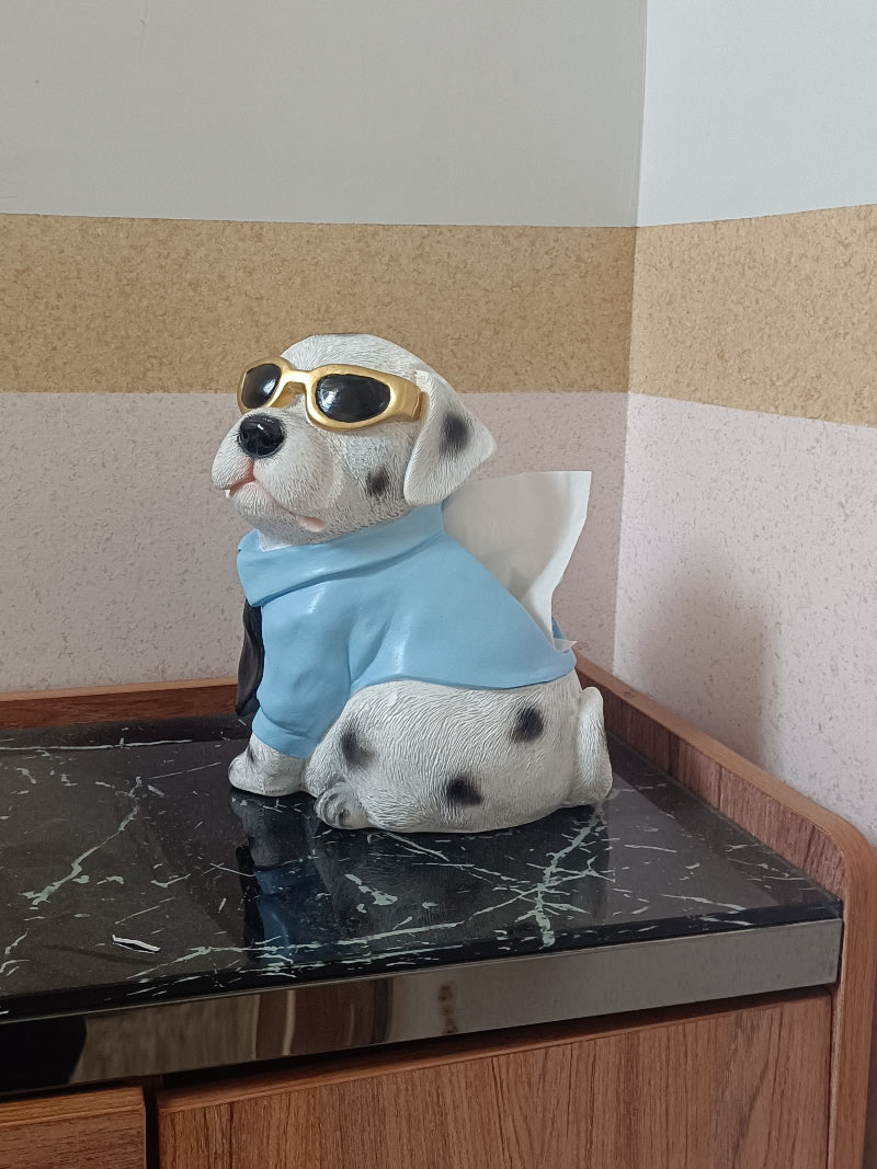 Funny Sunglasses Dog Tissue Holder, Creative Desktop Decoration