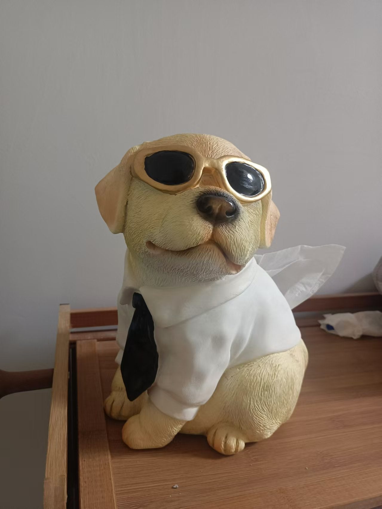 Funny Sunglasses Dog Tissue Holder, Creative Desktop Decoration