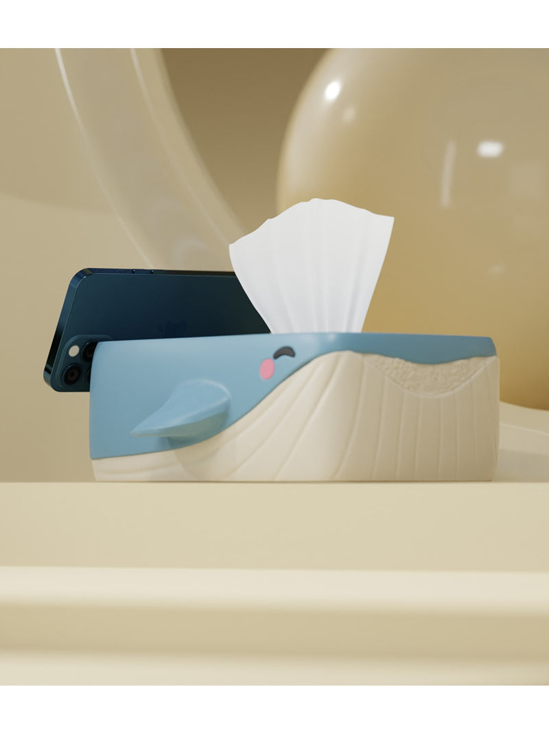 Geometric Art Whale Tissue Box - Modern Decorative for Home & Office Desk
