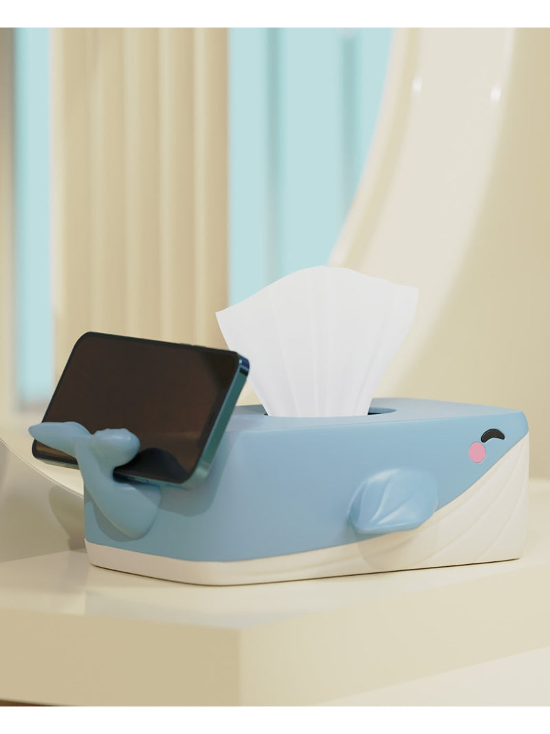 Geometric Art Whale Tissue Box - Modern Decorative for Home & Office Desk